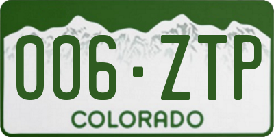 CO license plate 006ZTP