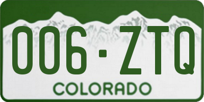 CO license plate 006ZTQ