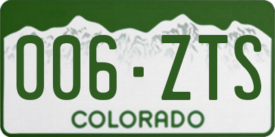 CO license plate 006ZTS