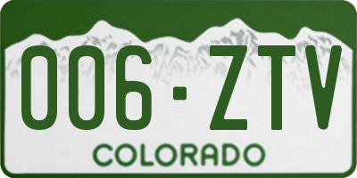 CO license plate 006ZTV