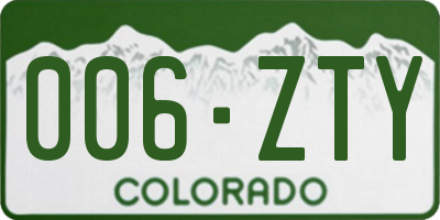 CO license plate 006ZTY
