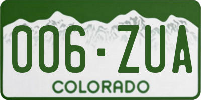 CO license plate 006ZUA