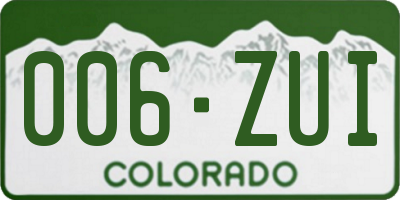CO license plate 006ZUI