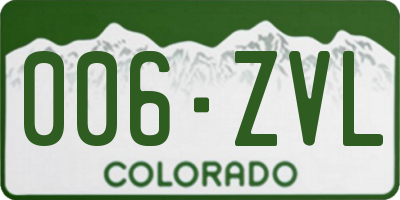 CO license plate 006ZVL