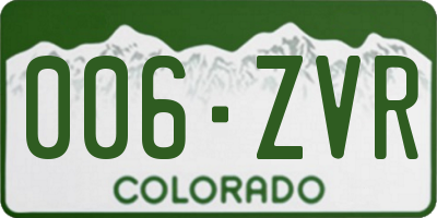 CO license plate 006ZVR