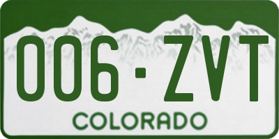 CO license plate 006ZVT