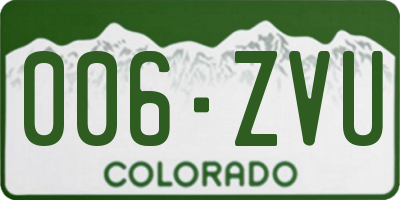 CO license plate 006ZVU