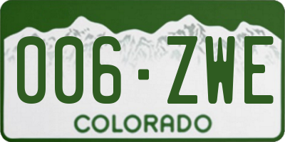 CO license plate 006ZWE