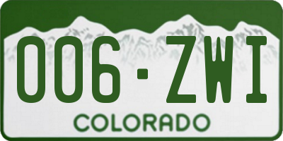 CO license plate 006ZWI