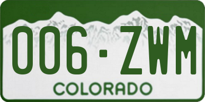 CO license plate 006ZWM
