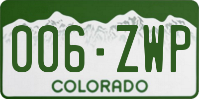 CO license plate 006ZWP