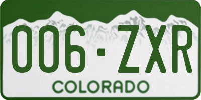 CO license plate 006ZXR