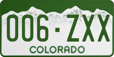 CO license plate 006ZXX