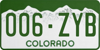 CO license plate 006ZYB