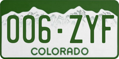 CO license plate 006ZYF