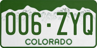 CO license plate 006ZYQ