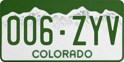 CO license plate 006ZYV