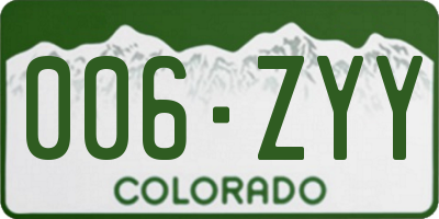 CO license plate 006ZYY