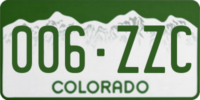 CO license plate 006ZZC