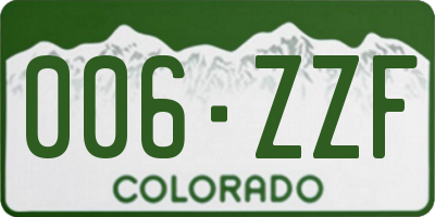 CO license plate 006ZZF