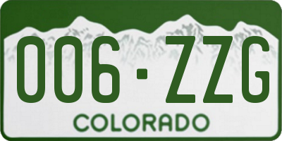 CO license plate 006ZZG