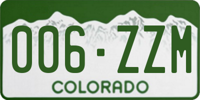 CO license plate 006ZZM