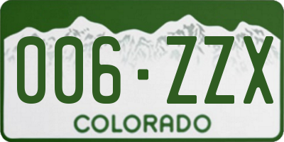 CO license plate 006ZZX