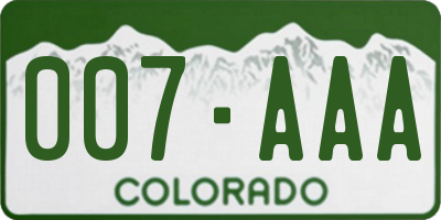 CO license plate 007AAA