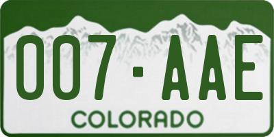 CO license plate 007AAE