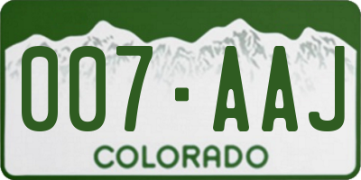 CO license plate 007AAJ