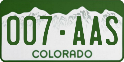 CO license plate 007AAS