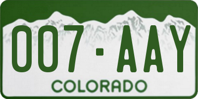 CO license plate 007AAY