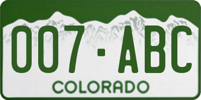 CO license plate 007ABC