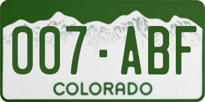 CO license plate 007ABF