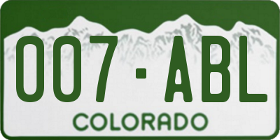 CO license plate 007ABL