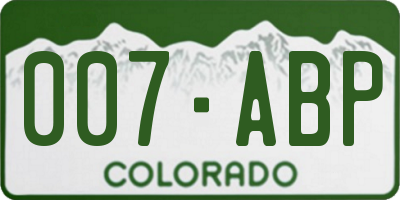 CO license plate 007ABP