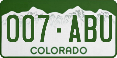 CO license plate 007ABU
