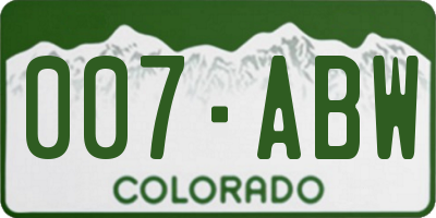 CO license plate 007ABW