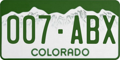 CO license plate 007ABX