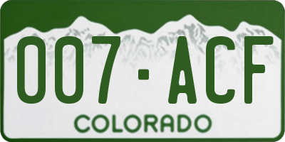 CO license plate 007ACF