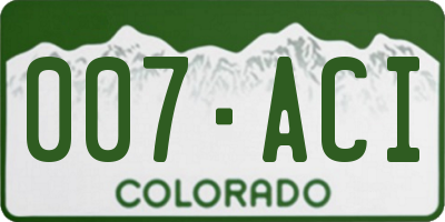 CO license plate 007ACI