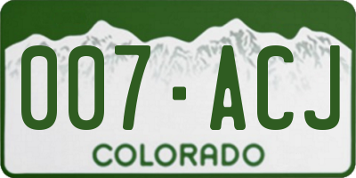 CO license plate 007ACJ
