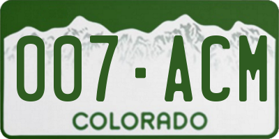 CO license plate 007ACM