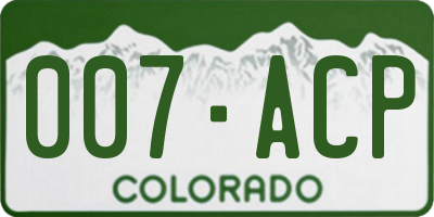CO license plate 007ACP