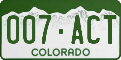 CO license plate 007ACT