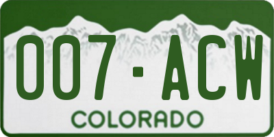 CO license plate 007ACW