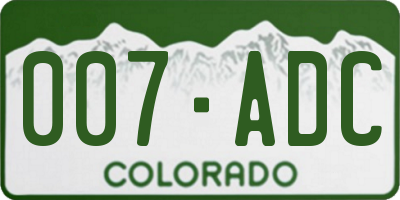 CO license plate 007ADC