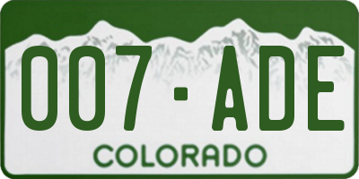 CO license plate 007ADE