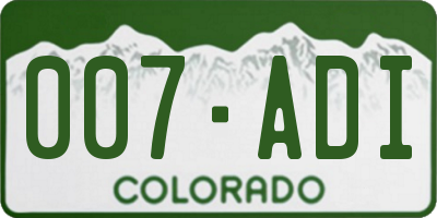 CO license plate 007ADI