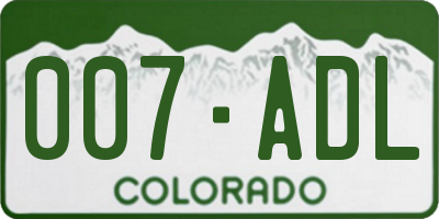CO license plate 007ADL